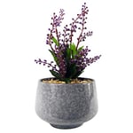 Leaf Grand Pot de Fleurs en céramique Bleu avec Plante de Bureau Artificielle, Vitex Negundo, 28 cm