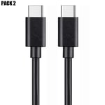 Câble USB-C vers USB-C pour Samsung Galaxy A25 A15 A05 A05s A35 A55 - Noir - 1 Mètre -Lot 2 - BOOLING