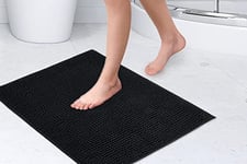 Emma Barclay Noodle Soft Touch Non-Slip Bathroom Rug in Black - Shower Mat 40x60cm