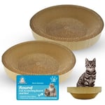 2pk Round 2-in-1 Small Cardboard Cat Bed and Cat Scratch Board 30cm, Cat Scratching Board, Cardboard Cat Scratcher, Cardboard Cat Scratchers, Cat Cardboard Scratcher for Cats, Cat Scratch Pad for Cats