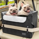 Petsfit Siège Auto Chien pour Voiture,Siège de Voiture pour pour Chiens jusqu'à 20 kg, Panier Chien Voiture pour Chien Pliable pour Siège arrière avec Ceinture de Sécurité，Noir-Cuir