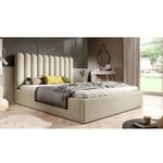 MEUBLER DESIGN Lit Double Jasmine En Velours Avec Coffre De Rangement - Velours Beige - 180x200, Style , x x cm