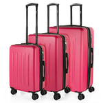 SKPAT - Valises 4 Roues ABS - Jeu de Valises de Voyage 3 Pzs - Valise Grande, Valise Moyenne et Valise Cabine - Jeu de Valises de Voyage robustes et Légères avec Cadenas 175100, fuchsia, 55 cm + 64 cm