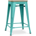 Tabouret de bar design industriel - bois et acier - 61cm - Stylix Vert pastel