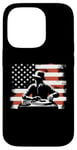 Coque pour iPhone 14 Pro Drapeau américain DJ – Amoureux de la platine Deejay des États-Unis patriotiques