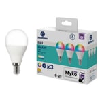 3 ampoules LED connectées Myko E14 mini globe 470lm=40W variation de blancs et couleurs Jacobsen blanc