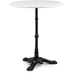 Feldt patras table style bistrot pour extérieur ou intérieur - plateau en marbre ø 60cm - base en fonte - Noir / Marbre Blanc - Blum
