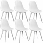 Set de 6 Chaises Design Chaise de Cuisine Salle à Manger Plastique Blanc