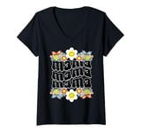 Womens Mama Bear Groovy Retro Mother's Day Gift for Mom Wife V-Neck T-Shirt