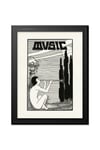 Music Flute Player Vintage Illustration Black Framed Wall Art Print