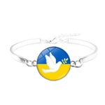 2 st Ukraina Flagga Ädelsten Tid Silver Armband-gåva