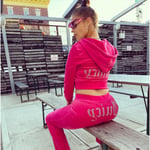 Dam Sammet Juicy Tracksuit Couture Tracksuit Två Delar Ros Röd rose Red M