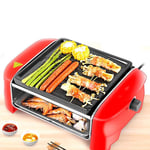 BTSSA Professional Indoor Electric Grill with Removable Nonstick Plate And Double-Layer Design Features Adjustable Temperature Control, 600-Watt
