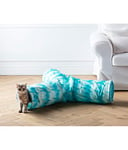 Dehner Jouet pour Chat Tunnel Triple pour Chat Ø 25 cm, Longueur 50 cm, Polyester, Bleu