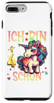 Coque pour iPhone 7 Plus/8 Plus Kinder ich bin schon 4 anniversaire licorne 4 ans fille