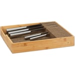 Relaxdays Range-couteaux tiroir en bois range-couverts extensible cuisine bambou HxlxP: 6,5 x 38 x 33,5 cm, nature