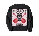 Rockstar King Skull Crown Crossed Guitars Sweatshirt