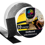 OfficeTree 10m x 20mm Heavy Duty Hook and Loop Tape Black - Secure Fixing and Attaching - Roll Double Sided - Self Adhesive Hook and Loop Tape - Extra Strong Double Sided Tape Extra Sticky Tape