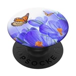 Butterflies Pop Mount Socket Blue Flowers PopSockets PopGrip: Swappable Grip for Phones & Tablets