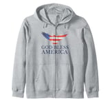 Patriotic USA God Bless America Patriot Veteran Zip Hoodie