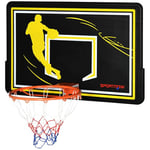 SPORTNOW Panier de Basket Mural, Panier de Basket extérieur, Panneau incassable, Filet Anti-déchirure, Structure en Acier, Accessoires Montage incluses, pour intérieur et extérieur, Noir