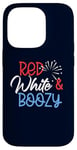 Coque pour iPhone 14 Pro Red White & BOOZY Funny Drinking America 4 juillet USA Meme