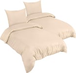 Utopia Bedding Housse de Couette 2 Personne 135x200 cm avec 2 Taie d'oreiller 80x80 cm (Beige) - Parure de lit 2 Personne 135 x 200 cm - Ensembles de Housses de Couette en Microfibre brossée Douce