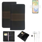 Wallet Case + headphones for Samsung Galaxy A04s Protective Cover Brown