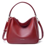 DAVID JONES - Sac à Main Hobo Femme - Sac Porté Epaule Bandoulière Simili Cuir PU - Cabas Fourre-Tout Taille Moyenne avec Poignée Anse Longue - Mode Ville Classique Pratique Elégant - Rouge