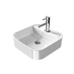 EMKE Lavabo à Poser Rectangulaire – Lavabo pour Salle de Bain et WC Invités – 40 × 40 × 11 cm, Lavabo en Céramique, Blanc