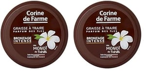 Corine de Farme - Graisse à Traire Bronzage Intense - Huile Bronzante - Bronzage Intensifié Sans Autobronzant - Monoï de Tahiti, Parfum des Îles - Pot 150 ml (Lot de 2)