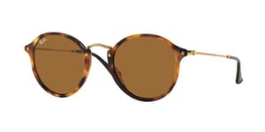 Ray-Ban Womens Sunglasses Round Fleck 2447 1160 Tortoise & Gold Brown Metal - One Size