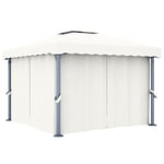 Vidaxl Tonnelle Avec Rideau 3x3 M Blanc Crème Aluminium