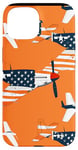 Coque pour iPhone 15 Drapeau américain minimaliste orange tropical P-51 Mustang de la Seconde Guerre mondiale