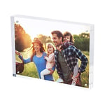 SimbaLux Cadre photo magnétique en acrylique - 24 mm d'épaisseur - Avec protection UV - Verre transparent - Affichage flottant double face sans cadre - 20% plus épais que la plupart des cadres