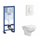 Grohe - Pack wc Rapid sl + Cuvette sans bride velvet + Plaque Blanche