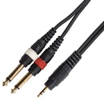 Kinsman Standard Soundcard Cable ~ 3.5mm Stereo/2 x 6.35mm Mono ~ 10ft/3m