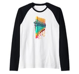 Dripping Paint Pan Flute Instrument Pan Flautist Flutist Raglan Baseball Tee