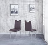 Set of 4 Dining Chairs in Faux Leather Chrome Frame Solid Build