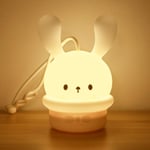 9 färger silikonlampa USB uppladdningsbar kan tidsinställas Barn nattlampa Deco lampa för juldekoration Barnrum Födelsedagspresent (kanin)