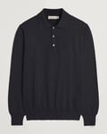 Canali Cotton Long Sleeve Polo Black