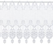 Plauener Spitze by Modespitze 68504_45_e gardinen-Portal plauener Spitze Design en matière 100% Polyester, Bordure dorée Hauteur 45 cm, Blanc, Largeur 112 cm