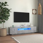 TV-taso LED-valoilla betoninharmaa 160x35x40 cm