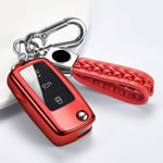 Car Key Holder Cover,For Vw Volkwagen Polo Bora Scirocco Tiguan Passat Golf 6 Lavida Tpu Protection Car Key Shell Covers Auto Red