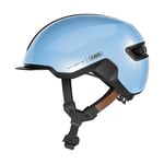 ABUS Urban Helm HUD-Y à LED arrière magnétique rechargeable & fermeture magnétique - casque de vélo cool pour usage quotidien - pour hommes et femmes - bleu, taille L