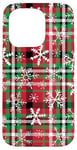 iPhone 15 Pro Red Green Christmas Buffalo Tartan Plaid Snowflakes holidays Case