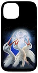 Coque pour iPhone 14 3 cigognes hurlant à la lune