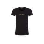 EMPORIO ARMANI Rose Gold Armani Chest Logo Black T-Shirt Top Tee Size M BNWT