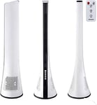 Schallen Oscillating Bladeless Modern Slimline Tall Floor Standing Tower Fan with Remote Control, 3 Speeds, Timer & Sleep Mode - White