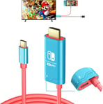 Cable Usb Type C Vers Hdmi Pour Nintendo Switch/Oled,Cable 3 En 1 Haute Vitesse 4K Usb-C Vers Hdmi,Prise En Charge Tv/Steam Deck/Ordinateur Portable/Pc,2M Rouge Et Bleu